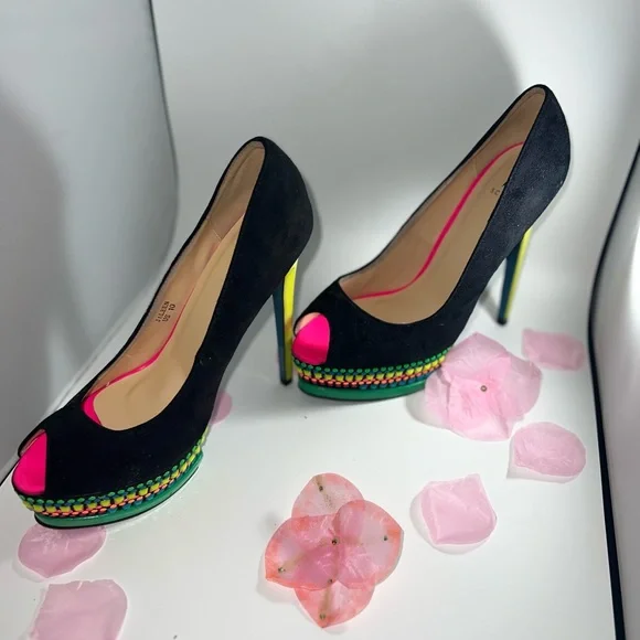 25. Scene by Shoe Dazzle Jaleen Suede & Neon colored platform heels - Picture 10 of 12